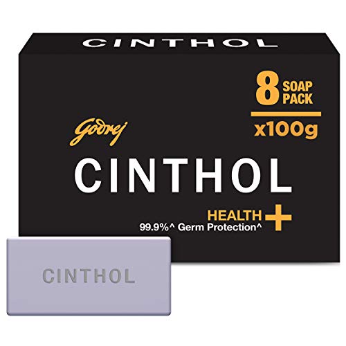 Cinthol Confidence+ Bath Soap 99.9% Germ Protection, 100g (Pack of 8)