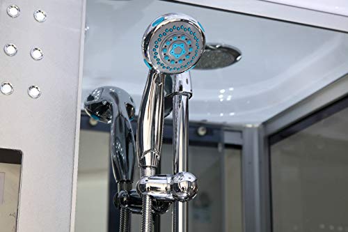 58" x 33" Soaking Base Steam Shower Enclosure with Lights, FM Radio, Hand shower, Back Massage Jets, Foot Massager - Thumbnail 4