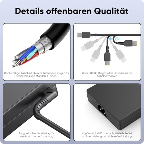 300W Laptop Power Supply Charging Cable for Lenovo Legion 5 5i 5P 7 7i Pro 15 16 17 R9000P R9000K Y9000K Y9000X, ADL300SDC3A GX21F23045 SA10R16956 5A10W86289 20V 20V 15A AC Adapter Charger