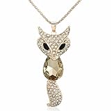 YARUIE Fox Champagne Gift Rhinestone Animals Pendant Long Chain Sweater Necklace