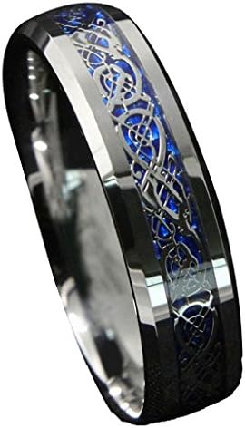 6mm Infinity Tungsten Carbide Wedding Band with Blue Silver Celtic Eternity Ring Size 5.5