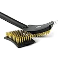 Yukon Glory BBQ Grill Brush, Long-Lasting Thick Brass Bristles And Sturdy Grip Handle, Cleans All Grills-Charcoal, Electric, Gas, Bonus replacement brush head included