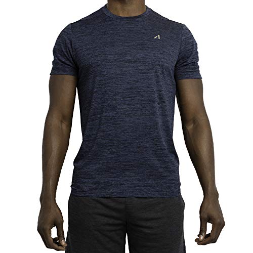 Alive Men's Tee Shirt Active Quick Dry Workout Short Sleeve Shirts Crew Neck (Estate Blue Heather, Large) - Thumbnail 7