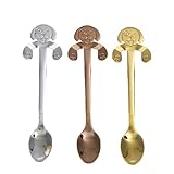 3 Pcs Coffee Spoon Stainless Steel Dog Dessert Spoon Drink Spoons Mixing Spoon Milkshake Spoon Tableware Kitchen Supplies (Silver,Gold,Rose Gold) BY DINGJIN