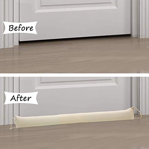 HanYun Door Draft Stopper, (36\'\' x 3\'\', 4.9lb) Heavy Duty Activated Bamboo Charcoal Under Door Draft Blocker Snake Noise Proof Weather Air Blocker Beige