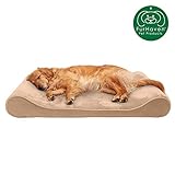 Furhaven Pet Dog Bed | Cooling Gel Foam Minky Plush & Velvet Ergonomic Luxe Lounger Cradle Mattress Contour Pet Bed w/ Removable Cover for Dogs & Cats, Camel, Jumbo