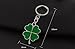 Jzcky Shzrp Silver and Green Color High Quality Zinc Alloy Four-leaf Clover Fortune Keychain (Four-leaf Clover)