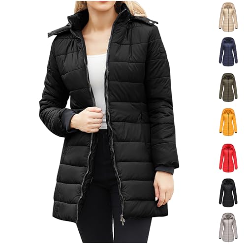HOOUDO Coats for Women Uk Winter Jackets for Women UK Lightweight Down Puffer Coats Ladies Outdoor Waterproof Quilted Jacket Padded Warm Outwear Coat Women'S Jackets Winter