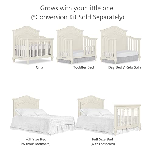 Evolur Aurora 5In1 Convertible Crib In Ivory Lace, Greenguard Gold