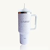 Elly and Grace Christian Steel Tumblers, Christian Bible Cups for Women, Spill Safe Straw Included (Cast Your Cares, 40oz)