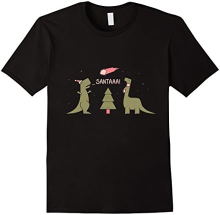Men's Santa is coming T rex shirt funny christmas sarcasm XL Black
