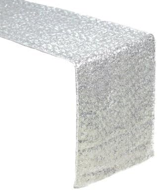 SY66 moment 12 x 108 Inch Premium Quality gold Glitz Sequin Table Runner For Wedding Party Baby Shower Event -12"108" (silver)