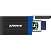 Delkin Devices USB 3.2 CFexpress Type B &amp; SD UHS-II Reader, 10Gbps Transfer, Compact with Built-in Storage, Compatible with Mac and Windows, Black (DDREADER-56)