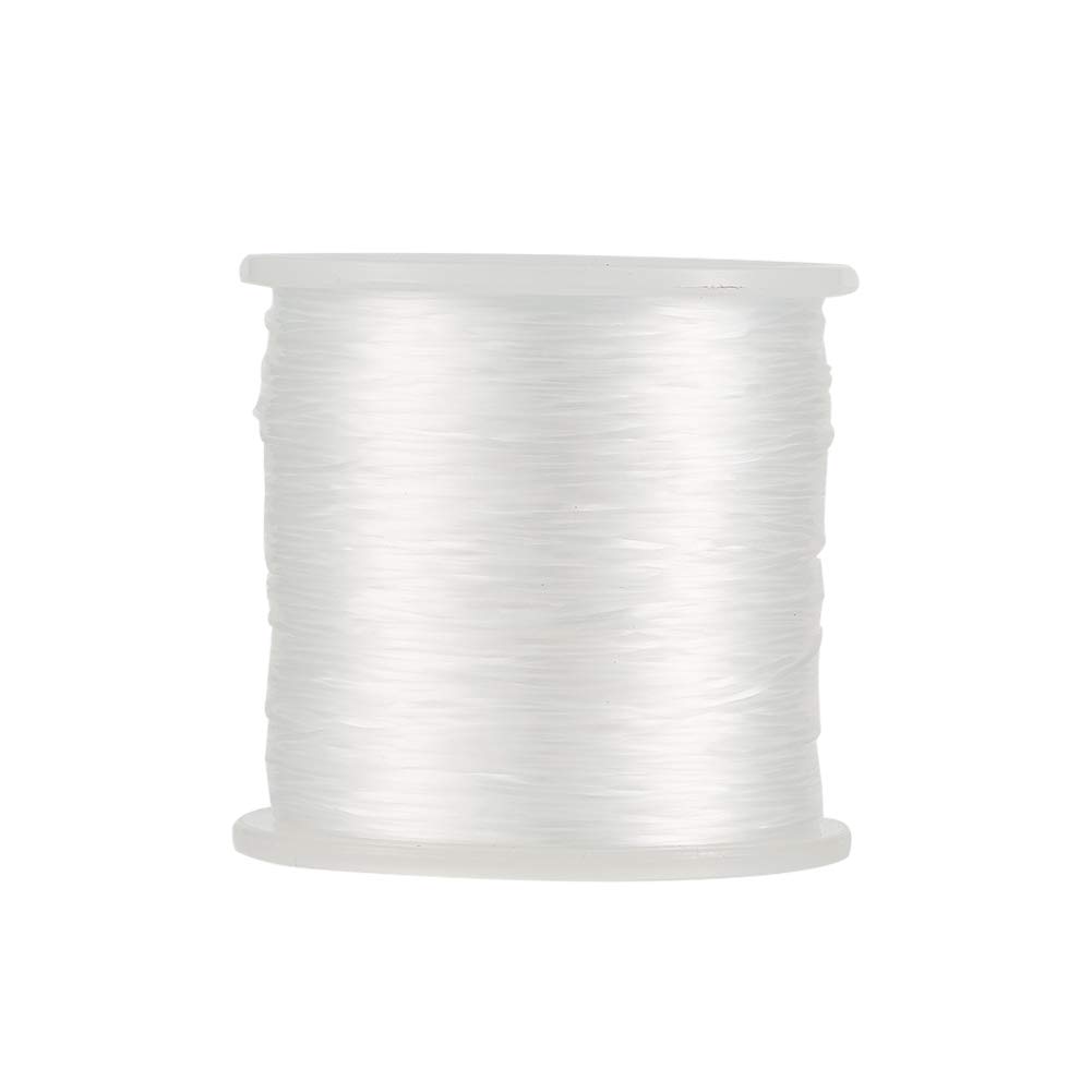 Craftdady 300 Meters Elastic Beading Thread 0.5mm High Stretchy Fibre Elastic Crystal White String with Spool for Beading Jewelry Making