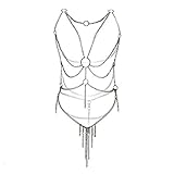 Trendy Women's Cross Body Link Chain Christmas Lingerie Chain Set Silver