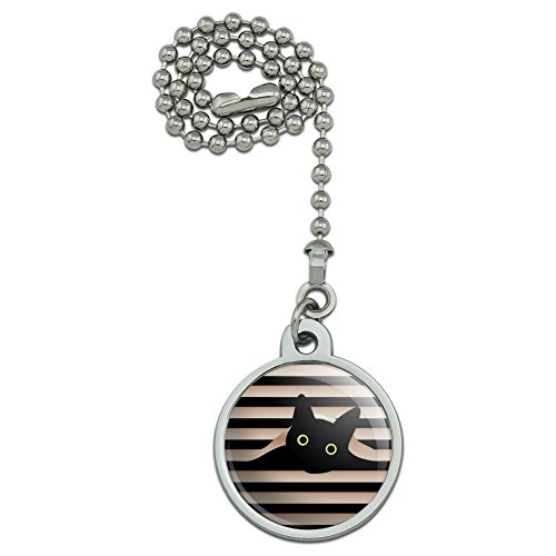 Black Cat In Window Ceiling Fan and Light Pull Chain