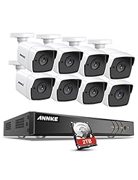 ANNKE Security CCTV Camera System 8-Channel Ultra HD 4K H.265+ DVR with 2TB Hard Drive and 8×5MP HD IP67 Weatherproof Bullet Cameras, 100ft Night Vision,   Alert with Snapshots, Remote Access