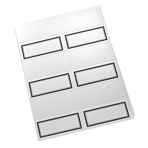Documents and Designs Double Line Border Easy Print Place Cards, Pearl White, Black, Set of 75 (13 Sheets)