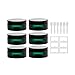 JUVITUS (6 Pack) 8 oz Green PET Plastic Low Profile Jar with Black Smooth Lid