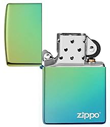 Zippo High Polish Teal Zippo Logo Pocket Lighter