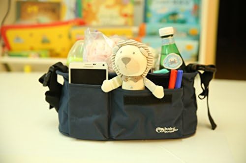 2in1 Universal Baby Stroller Organizer with Bottle warmer and Multi Pocket Universal Fit for vehicle