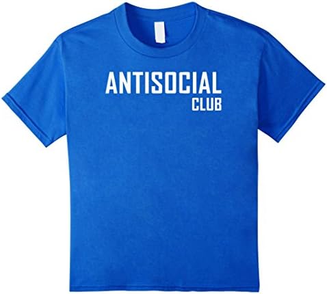 unisex-child Antisocial Club Funny Saying Social T-Shirt 6 Royal Blue