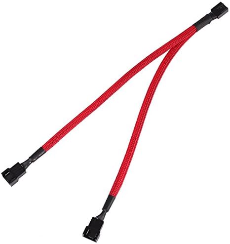 JBtek All Red Sleeved PWM Fan Splitter Cable 1 to 2 Converter
