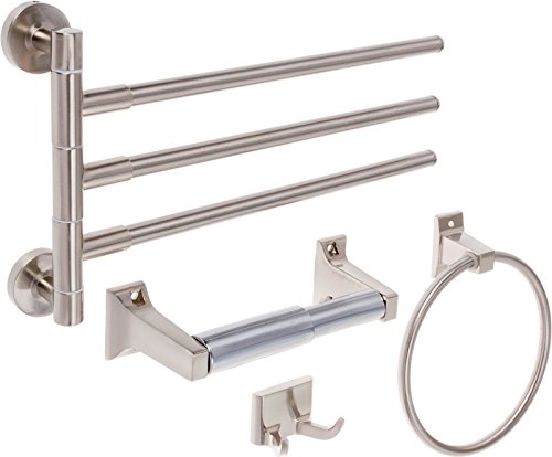 image for Bathroom Accessory Set - Wall Mounted Stainless Steel 4 Piece Bathroom