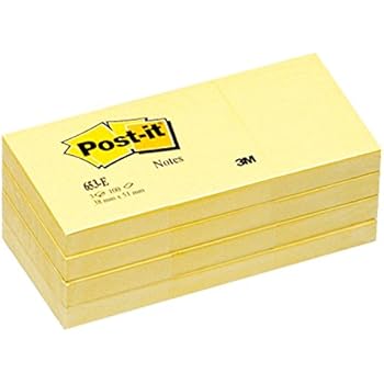 Post-it Notes 653YW Original Pads in Canary Yellow, 1 1/2 x 2, 100-Sheet (Pack of 12)