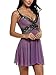 Avidlove Women V Neck Babydoll Strap Lingerie Lace Chemise Teddy Outfits Purple (FBA) M