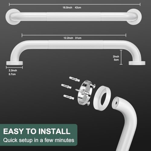 FANHAO 2 Pieces Bathroom Grab Bar, 41 cm Shower Grab Bar SUS304 Stainless Steel, Non-Slip, Support Bar for Bathtub Wall for Elderly Disabled Pregnant Children