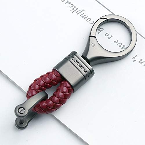 BuxiuGK 2 Piece Braided PU Leather Keychain Strap Keyring with Zinc Alloy for Car Office Home Keys,Red2, 9 cm - Image 4