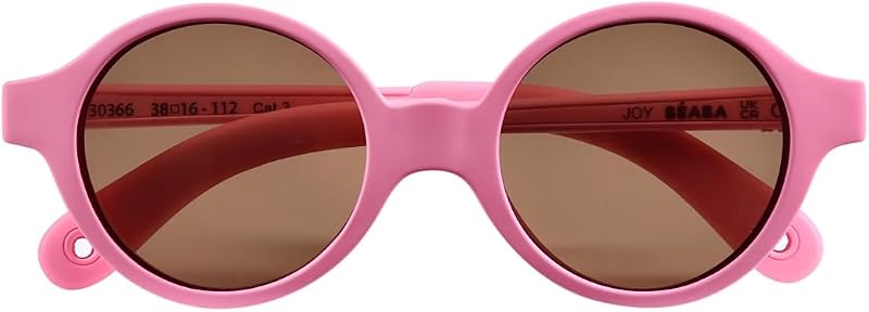, Sonnenbrille für Babys von 9 bis 24 Monaten, 100% UV-Schutz – KAT. 3, Seitenschutz, optimaler Komfort, um 360° verstellbare Bügel, Neonrosa