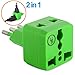 Italy Travel Adapter by Yubi Power 2 in 1 Universal International Travel Adapter plug with 2 Universal Outlets - Green - Type L for Chile, Ethiopia, Italy, Lybia, Syria, Tunisia, & Uruguay 2 PACK