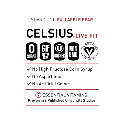CELSIUS SPARKLING FUJI APPLE PEAR, FUNCTIONAL ESSENTIAL ENERGY DRINK, 12 FL OZ