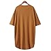 SAYM Women Oversize Pocket Open Fork Hem Long T-Shirt Tops Brown
