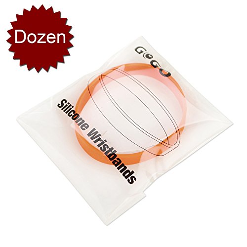 GOGO Silicone Wristbands, Adult Rubber Bracelets, Dozen/ Pack, Party Accessories-Orange