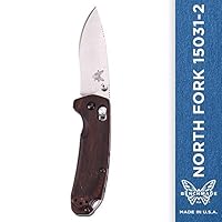 Benchmade - North Fork 15031-2 Knife, Drop-Point Blade, Plain Edge, Satin Finish, Wood Handle