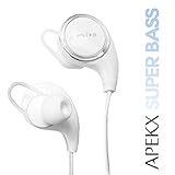 APEKX Wireless 4.1 Bluetooth Stereo Sweatproof In-Ear Lightweight Headphones, Earbuds, Earphones, Headset, Earpieces for Sports / Running / Jogging / Gym / Workout with Mic QY8 White