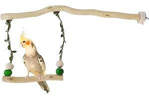 Parrot Stand Swing Toys,Natural Wood for Birds Toys,Cage Accessories,Suitable for Budgerigar, Parakeet, Conure, Cockatiel, My