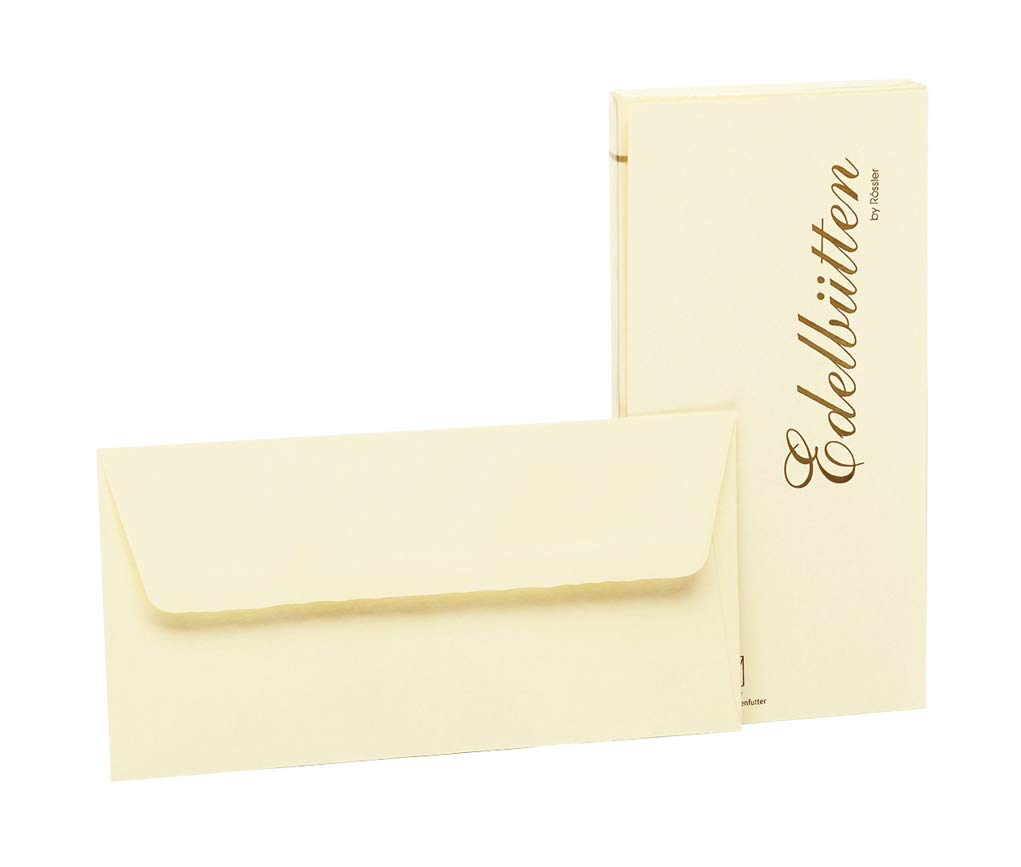 Rössler 2032388803 DL Deckle Edged Hammer Embossed Lined Envelope - Ivory