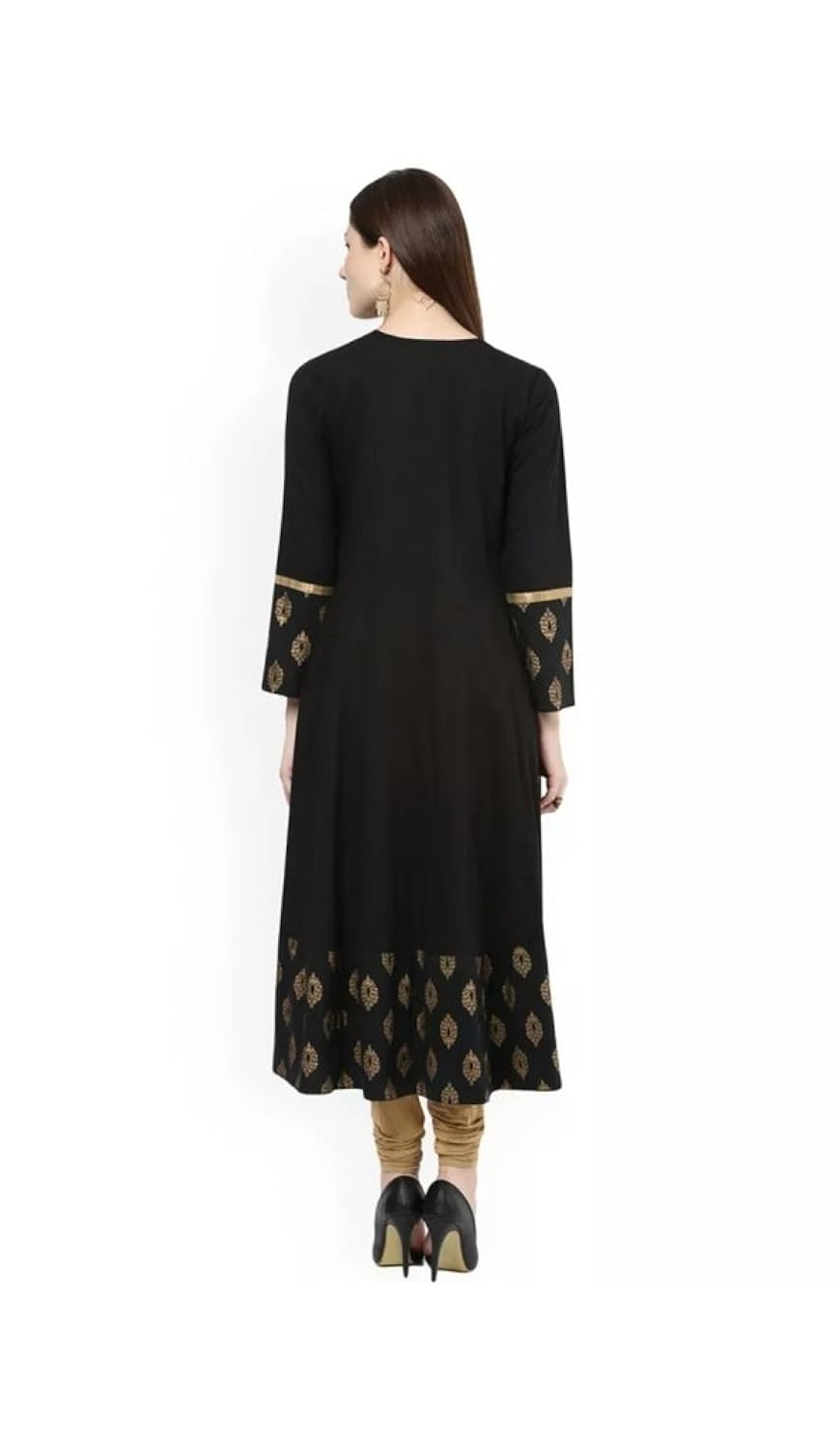 anjushree choice women's black cotton anarkali kurti