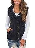 Annflat Women's Hooded Button Up Sleeveless Fleece Sweater Coat Zip Up Jacket Vest S-XXL