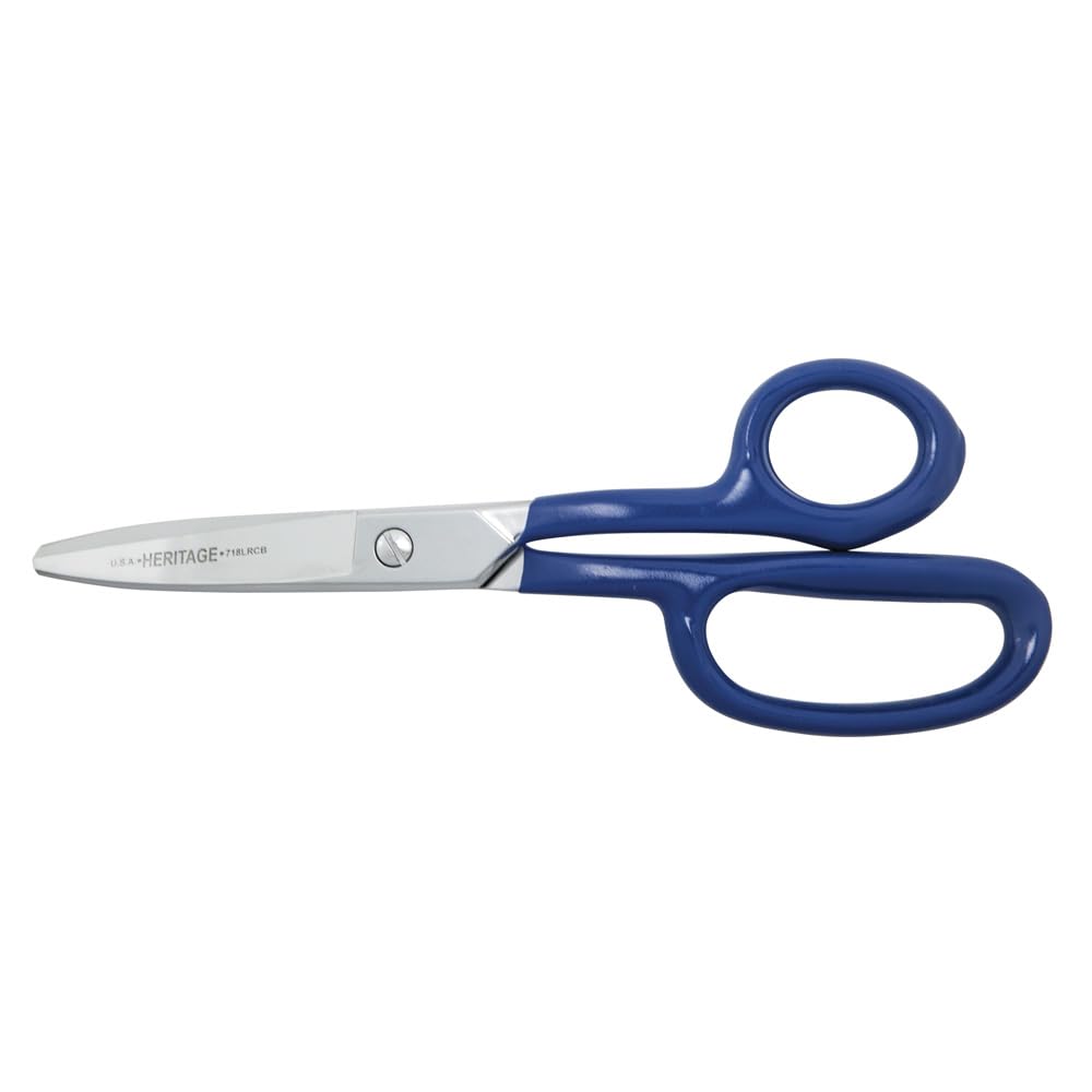 Klein Tools G718LRCB Scissors, Made in USA, Heavy Duty Carpet Shear with Large Ring, Curved Handles and Blunt Tips for Trimming Carpet Pile, 9-Inch