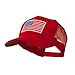 6 Panel Mesh American Flag White Patch Cap - Red OSFM