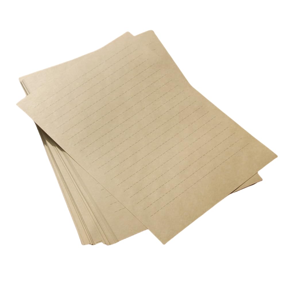 Rikyo Retro Vintage Printer Paper, Letter & A5 Size, 50 Sheets, Brown, Lined & Blank, Double-Sided, Eco-Friendly, 100gsm