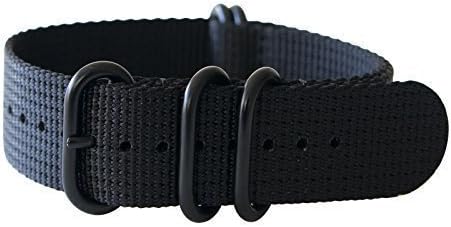 22mm 5 Ring 12"(300mm) Military Army Diver Nylon Watch Strap Band #Black - PVD Black
