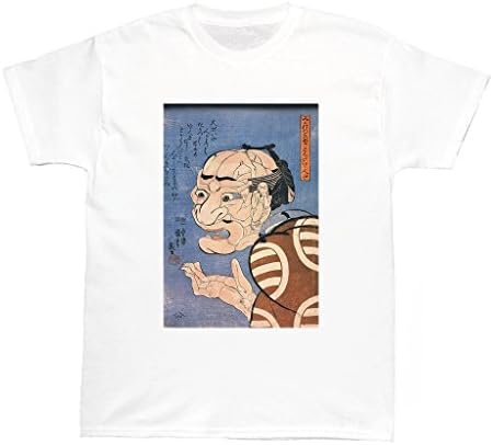 popKiller Ukiyoe Series Samurai Face Women's T-Shirt, White, Medium/Small