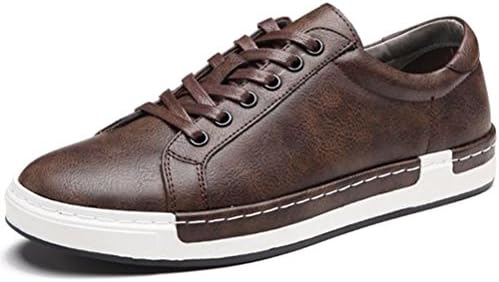 Senyee Men's Fashon Sneakers, Trendy Low Top Flats Lace Up Casual Oxfords Shoes Brown 11