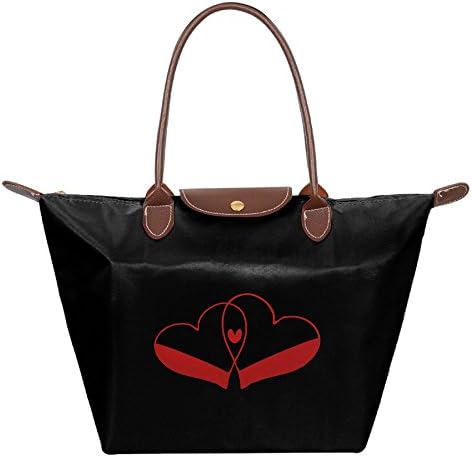 Love In Korean Sarang Double Hearts Women Handbags Organizer Casual Printing Waterproof Fold Tote Bag